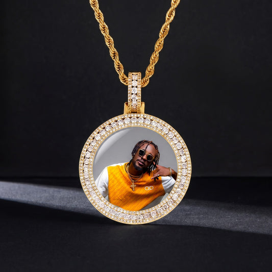 Iced out 3D picture pendant for men front view