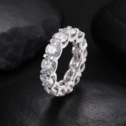 silver CZ eternity band ring with continuous sparkling stones