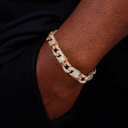 close view of man wearing Skull Miami Cuban bracelet