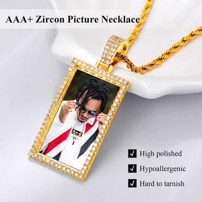 necklace with picture inside with a photo pendant on a white background